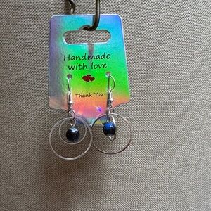 Artisan Silver and Blue Hoop Earrings